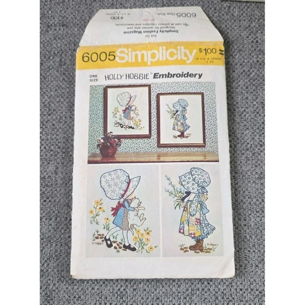 Vintage Simplicity 6005 Holly Hobbie Embroidery Pattern